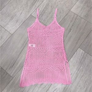 NEW - Pink Crochet Swim Coverup
